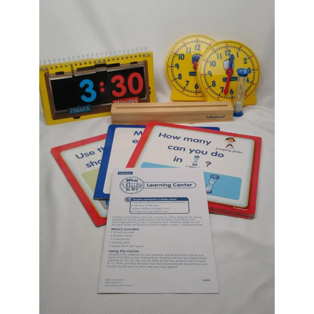 Lakeshore Learning What Time Is It Center Educational Clock Game LL414 Ages 6+